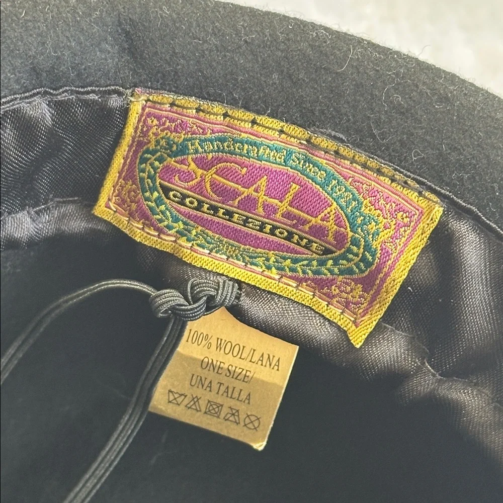 Vintage Scala Old Money Academia Artsy‎ Boho Fedora Walking Hat Black Wool